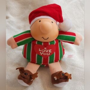 Holiday Elf Plush with Red and Green Stripes